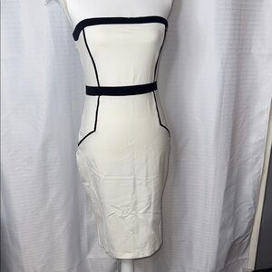 Express Strapless Black and Cream Dress